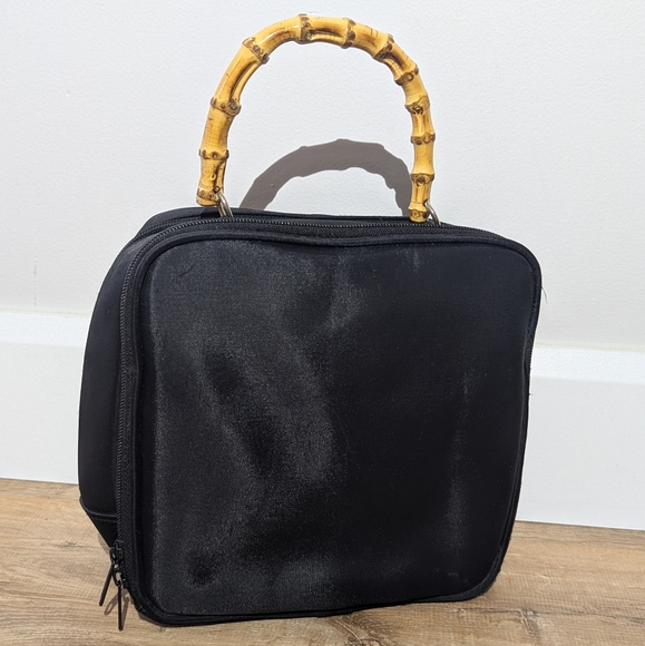 Bamboo Handled Black Handbag - Picture 4 of 6
